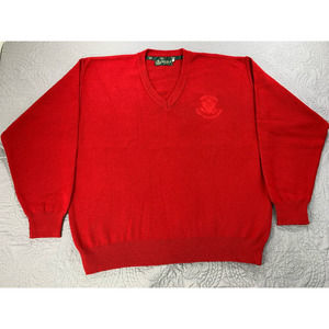 Vintage Jerry Ford‎ Golf Sweater Mens 52 Extra Large 2XL Red Belika Knit V Neck